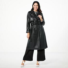 "As Is" GREY by Jhoan Sebastian Grey Perforated Faux Leather Trench