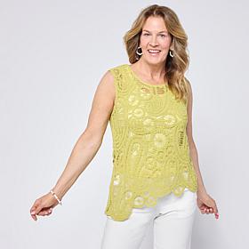 "As Is" Grey by Jhoan Sebastian Grey Sleeveless Asymmetric Crochet Top
