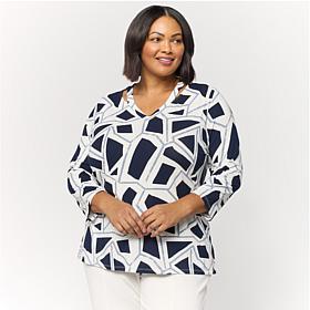 "As Is" GREY by Jhoan Sebastian Grey V-Neck Top with Cutout Detail