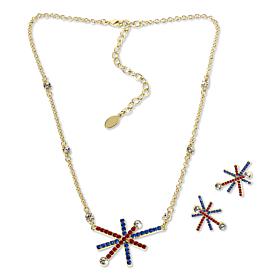 "As Is" Heidi Daus "Fire Flower" Crystal Necklace and Earring Set