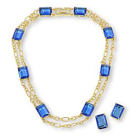 "As Is" Heidi Daus "In Vogue" Glass and Crystal Necklace and Earrin...