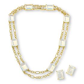 "As Is" Heidi Daus "In Vogue" Glass and Crystal Necklace and Earrin...