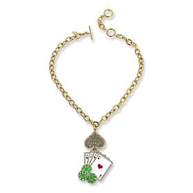 "As Is" Heidi Daus "Lady Luck" Crystal and Enamel Chain Necklace