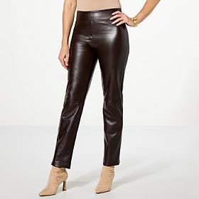 "As Is" HUE Faux Leather Straight Leg Pant