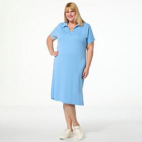 "As Is" HUE Short-Sleeve Knit Popover Dress