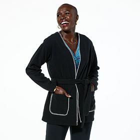 "As Is" IMAN Global Chic Belted Fleece Jacket
