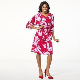 "As Is" IMAN Global Chic Belted Knit Dolman Dress