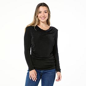 "As Is" IMAN Global Chic Shimmer Knit Drape Front Top