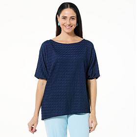 "As Is" IMAN Global Chic Textured Knit Asymmetrical Dolman Sleeve Top
