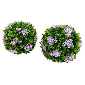 "As Is" Improvements 13" Faux Crepe Myrtle Spheres - Set of 2
