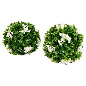 "As Is" Improvements 13" Faux Crepe Myrtle Spheres - Set of 2