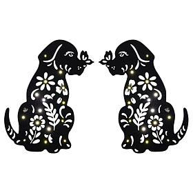 "As Is" Improvements LED Solar Silhouette Outdoor Stakes - Set of 2 