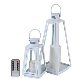 "As Is" Improvements Metal Lanterns with LED Pillar Candles - Set of 2