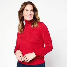 "As Is" Jaclyn Smith All-Over Rhinestone Turtleneck Sweater