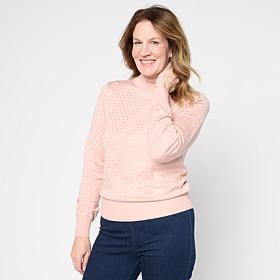 "As Is" Jaclyn Smith All-Over Rhinestone Turtleneck Sweater