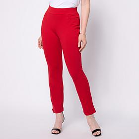 "As Is" Jaclyn Smith Ankle Pull On Ponte Pant with Side Slits