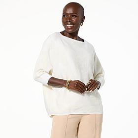 "As Is" Jaclyn Smith Bouclé Jacquard Batwing-Sleeve Top