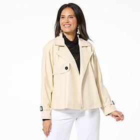 "As Is" Jaclyn Smith Faux Leather Swing Trench Coat