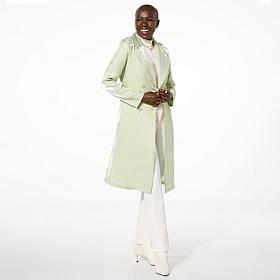 "As Is" Jaclyn Smith Metallic Belted Trench Coat