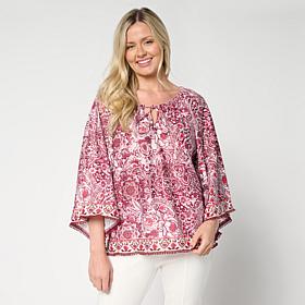 "As Is" Jaclyn Smith Printed Knit Peasant Top