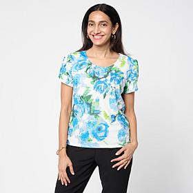 "As Is" Jaclyn Smith Scoop-Neck Tulip Sleeve Knit Tee