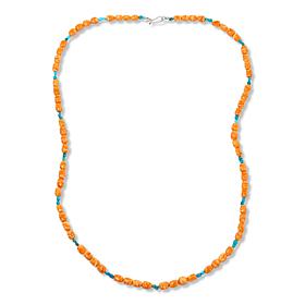 "As Is" Jay King Orange Spiny Oyster Shell and Turquoise 36" Necklace