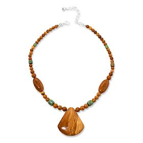 "As Is" Jay King Peach Mountain Chalcedony and Turquoise 18" Necklace