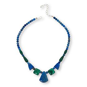 "As Is" Jay King Sterling Silver Denim Lapis and Malachite 18" Neck...