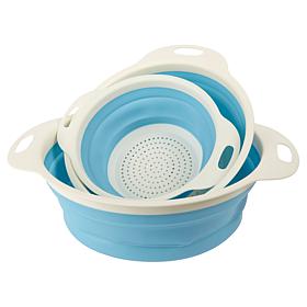 "As Is" Joy Eat Cleaner 3-piece Collapsible Antimicrobial Colander Set
