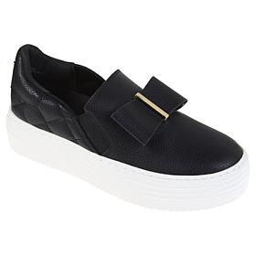 "As Is" Joy Luxe Slip-On Genuine Leather Bow Sneaker w/Orthotic Insole