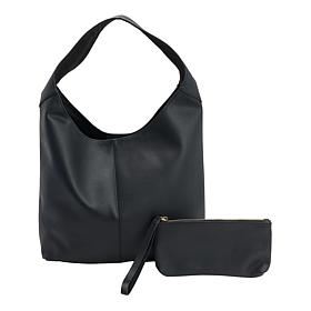 "As Is" Joy Metallic Leather Hobo Slouch Bag with Wristlet