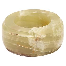 "As Is" KALIFANO Multicolor Green Onyx Tealight Candle Holder