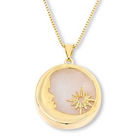 "As Is" KALIFANO Rose Quartz Moon Pendant with Chain