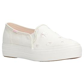 "As Is" Keds® Triple Decker Embroidered Daisy Canvas Platform Sneaker