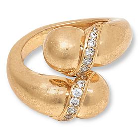 "As Is" MarlaWynne CZ-Accented Brushed Finish Bypass Ring