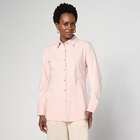 "As Is" MarlaWynne Hi-Low Tunic Shirt with Side Seam Gussets