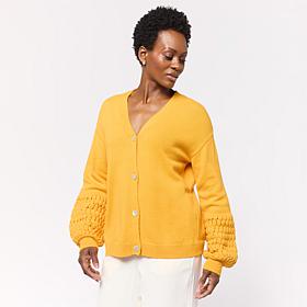 "As Is" MarlaWynne SoftSPUN Herringbone Long Sleeve V-Neck Cardigan