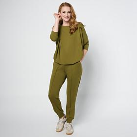 "As Is" Nina Leonard 2-piece 3/4-Sleeve Tunic and Pant Set 