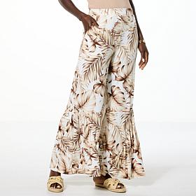 "As Is" Nina Leonard Angled Flounce Hem Wide Leg Pant