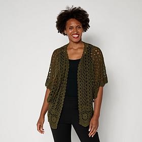 "As Is" Nina Leonard Batwing Crochet Cardigan