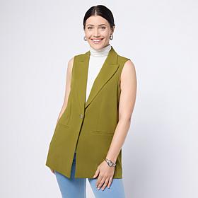 "As Is" Nina Leonard Collared Vest with Pockets