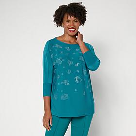 "As Is" Nina Leonard Drop Shoulder Dolman Tunic