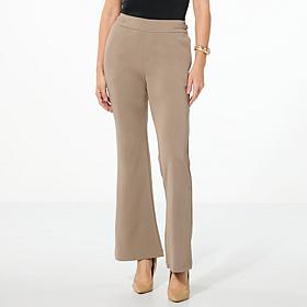 "As Is" Nina Leonard Flared-Leg Pant with Buckle Detail
