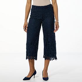 "As Is" Nina Leonard Floral Lace Culotte Pant