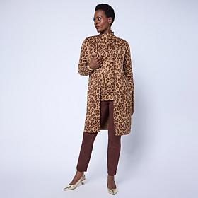 "As Is" Nina Leonard Jacquard Cardi Sweater w/ Front Pockets