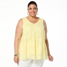 "As Is" Nina Leonard Jaquard Chiffon Flyaway Tank