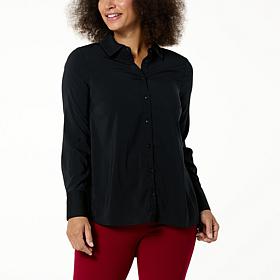 "As Is" Nina Leonard Long Sleeve Collared Front Shirt