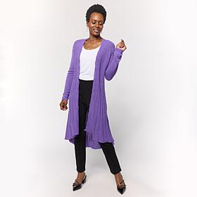 "As Is" Nina Leonard Long Sleeve Rib Knit Cardigan