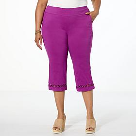 "As Is" Nina Leonard Millennium Crop Pant with X-Strap Detail