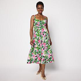 "As Is" Nina Leonard Printed Jersey Knit Midi Dress